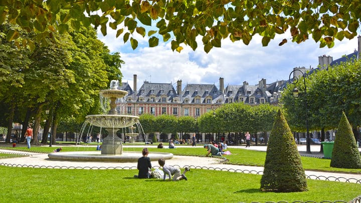 Place des Vosges in the Marais neighborhood of Paris